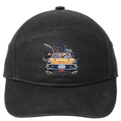 Space Family Cartoon 7-Panel Snapback Hat