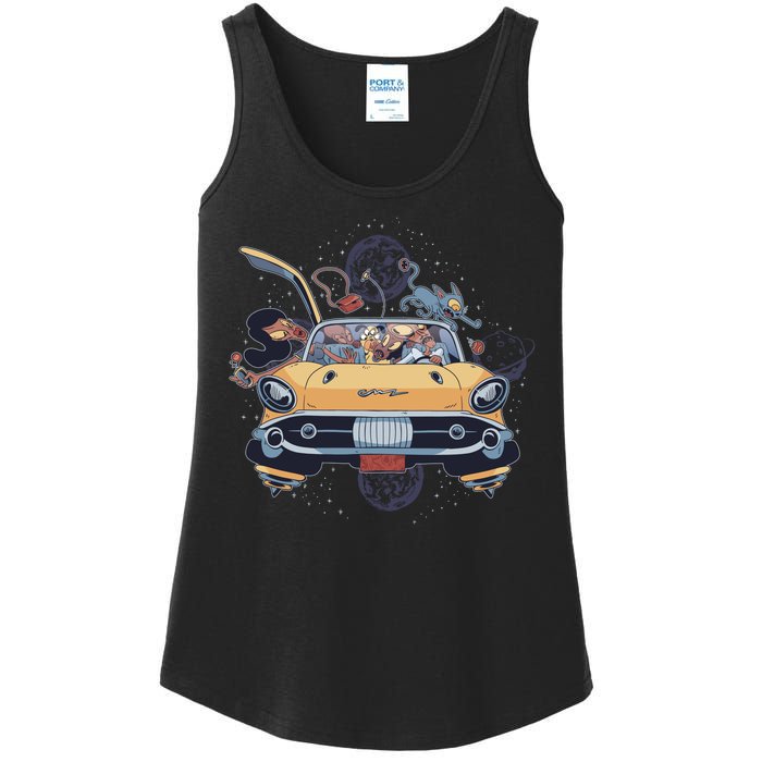 Space Family Cartoon Ladies Essential Tank