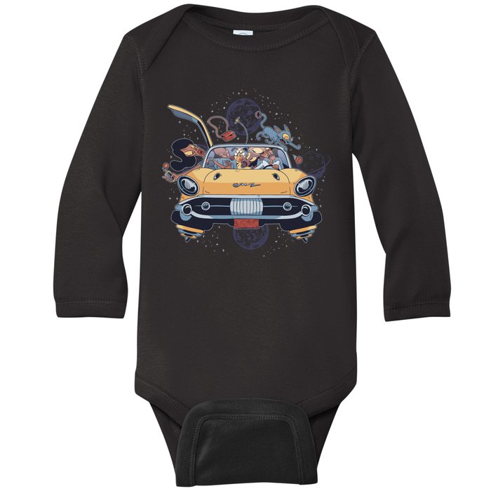 Space Family Cartoon Baby Long Sleeve Bodysuit