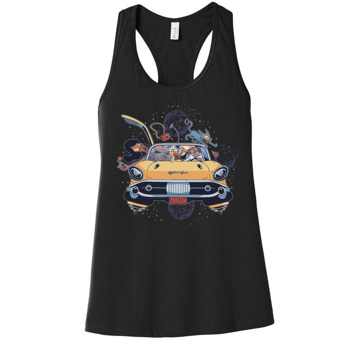 Space Family Cartoon Women's Racerback Tank