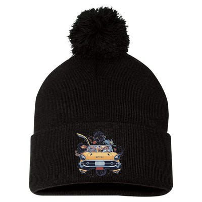 Space Family Cartoon Pom Pom 12in Knit Beanie