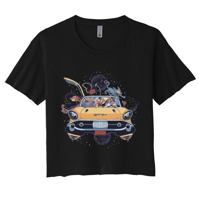 Space Family Cartoon Crop Top