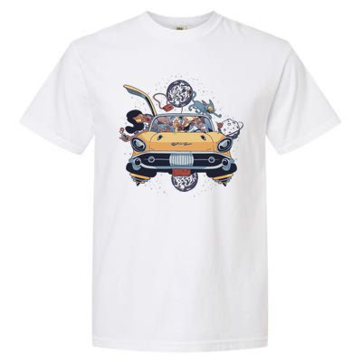 Space Family Cartoon Garment-Dyed Heavyweight T-Shirt