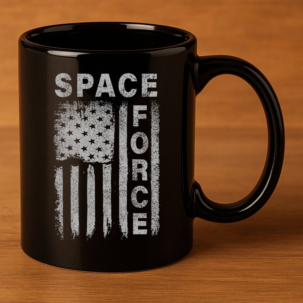 Space Force Grunge Flag 11oz C Handle Ceramic Mug