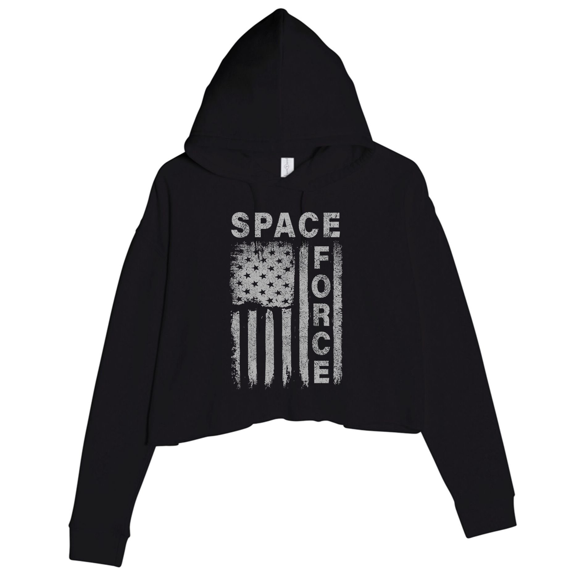 Space Force Grunge Flag Crop Fleece Hoodie