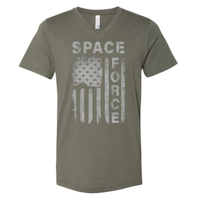 Space Force Grunge Flag V-Neck T-Shirt