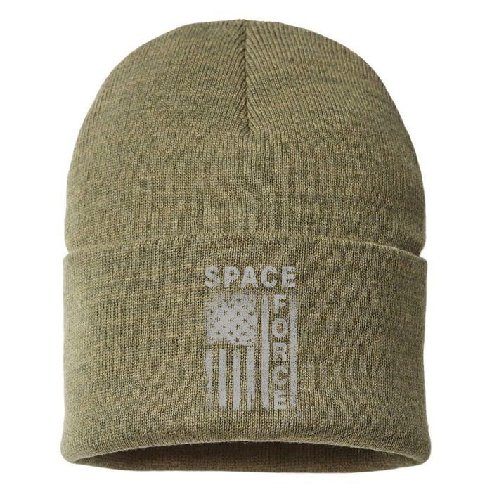 Space Force Grunge Flag Sustainable Knit Beanie