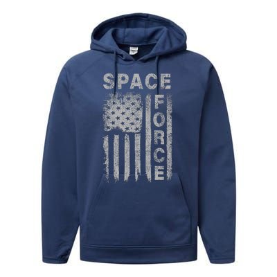 Space Force Grunge Flag Performance Fleece Hoodie