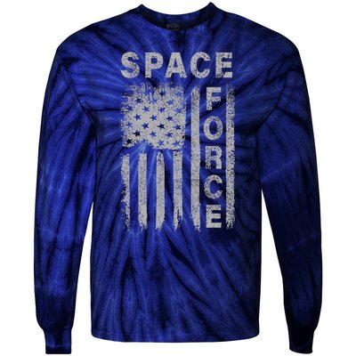 Space Force Grunge Flag Tie-Dye Long Sleeve Shirt