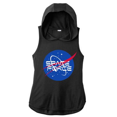 Space Force USA United States Logo Ladies PosiCharge Tri-Blend Wicking Draft Hoodie Tank