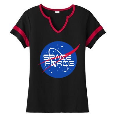 Space Force USA United States Logo Ladies Halftime Notch Neck Tee