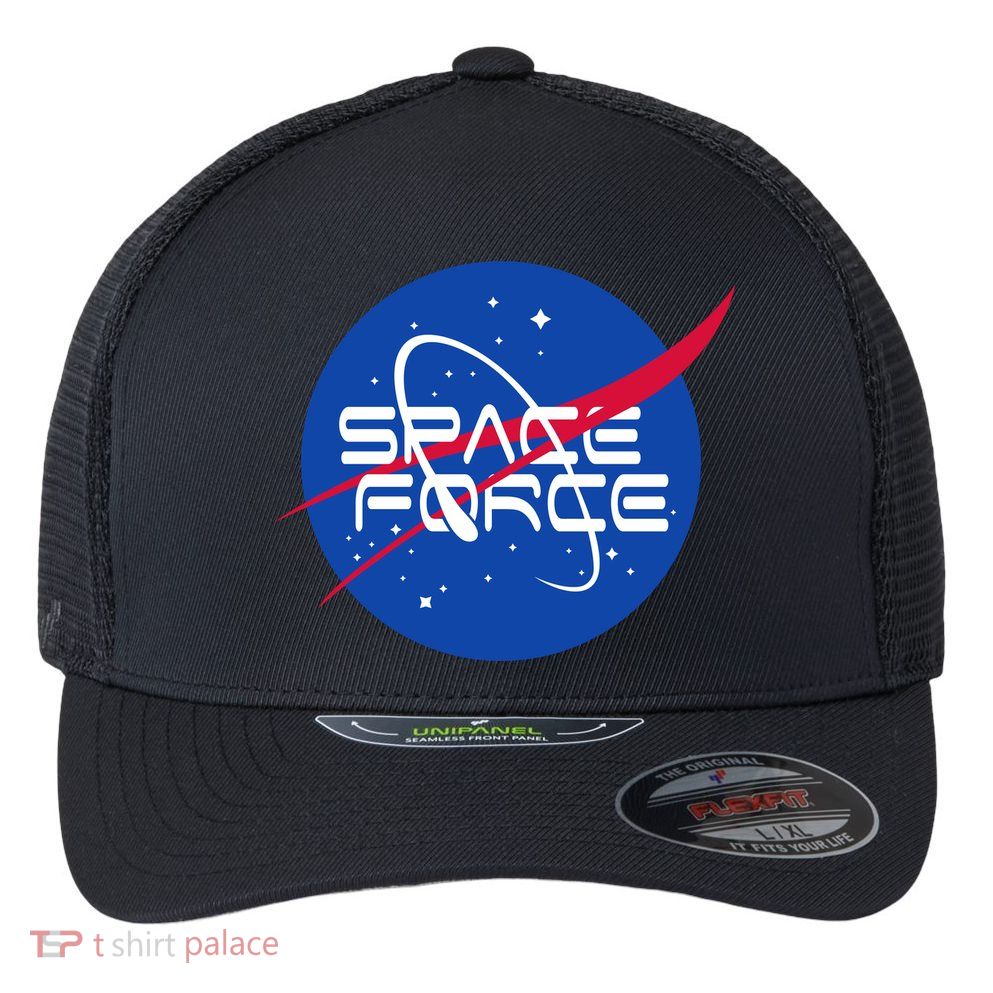 Space Force USA United States Logo Flexfit Unipanel Trucker Cap