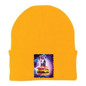 Space Galaxy Pitbull Riding Cheeseburger Knit Cap Winter Beanie