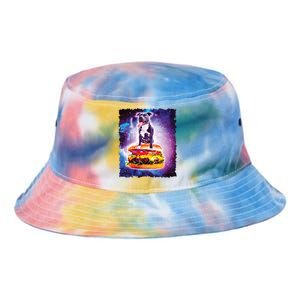 Space Galaxy Pitbull Riding Cheeseburger Tie Dye Newport Bucket Hat