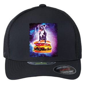 Space Galaxy Pitbull Riding Cheeseburger Flexfit Unipanel Trucker Cap