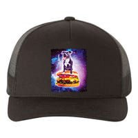 Space Galaxy Pitbull Riding Cheeseburger Yupoong Adult 5-Panel Trucker Hat