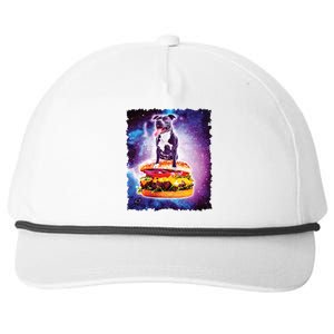 Space Galaxy Pitbull Riding Cheeseburger Snapback Five-Panel Rope Hat