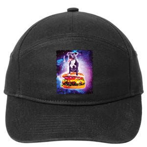 Space Galaxy Pitbull Riding Cheeseburger 7-Panel Snapback Hat