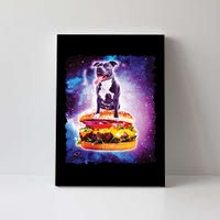 Space Galaxy Pitbull Riding Cheeseburger Canvas