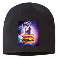 Space Galaxy Pitbull Riding Cheeseburger Sustainable Beanie