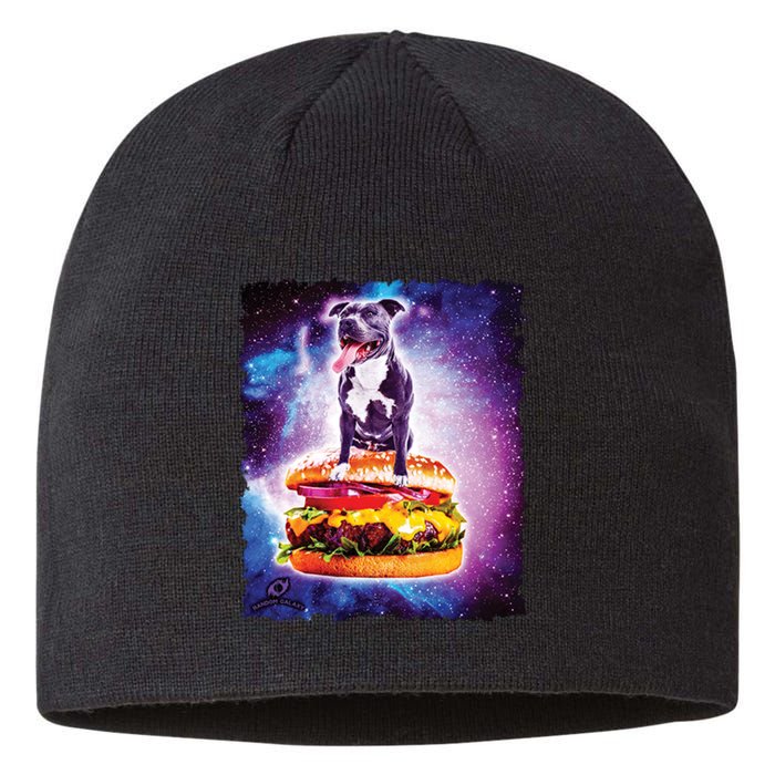 Space Galaxy Pitbull Riding Cheeseburger Sustainable Beanie