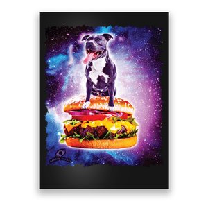 Space Galaxy Pitbull Riding Cheeseburger Poster