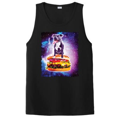 Space Galaxy Pitbull Riding Cheeseburger PosiCharge Competitor Tank