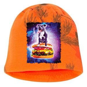 Space Galaxy Pitbull Riding Cheeseburger Kati - Camo Knit Beanie