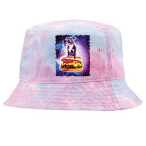 Space Galaxy Pitbull Riding Cheeseburger Tie-Dyed Bucket Hat