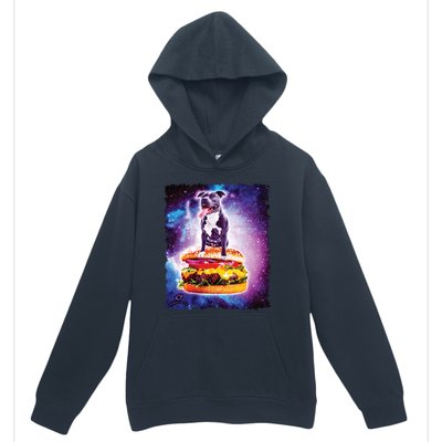 Space Galaxy Pitbull Riding Cheeseburger Urban Pullover Hoodie