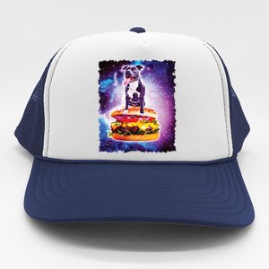 Space Galaxy Pitbull Riding Cheeseburger Trucker Hat