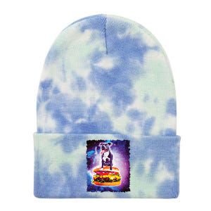 Space Galaxy Pitbull Riding Cheeseburger Tie Dye 12in Knit Beanie