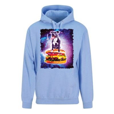 Space Galaxy Pitbull Riding Cheeseburger Unisex Surf Hoodie