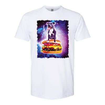 Space Galaxy Pitbull Riding Cheeseburger Softstyle CVC T-Shirt