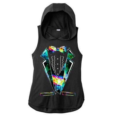 Space Galaxy Tuxedo Ladies PosiCharge Tri-Blend Wicking Draft Hoodie Tank