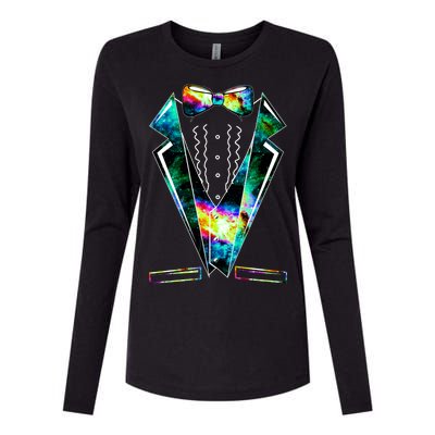 Space Galaxy Tuxedo Womens Cotton Relaxed Long Sleeve T-Shirt