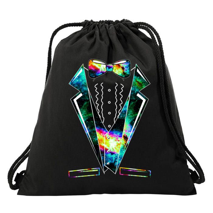 Space Galaxy Tuxedo Drawstring Bag