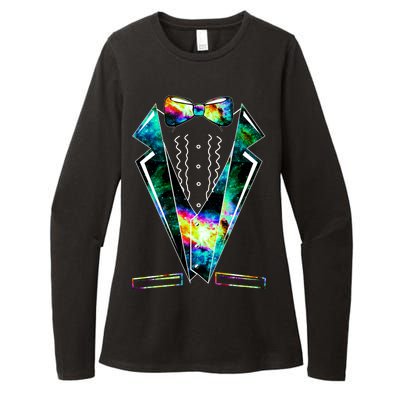 Space Galaxy Tuxedo Womens CVC Long Sleeve Shirt