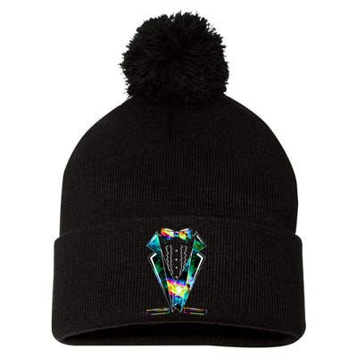 Space Galaxy Tuxedo Pom Pom 12in Knit Beanie