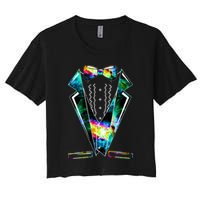 Space Galaxy Tuxedo Women's Crop Top Tee
