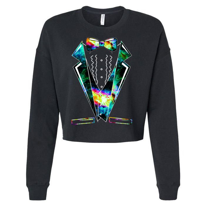Space Galaxy Tuxedo Cropped Pullover Crew
