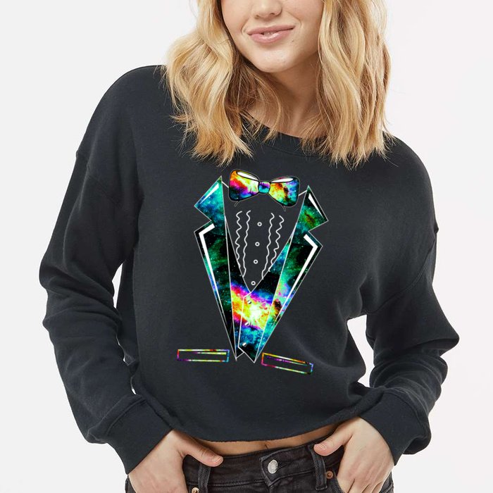 Space Galaxy Tuxedo Cropped Pullover Crew