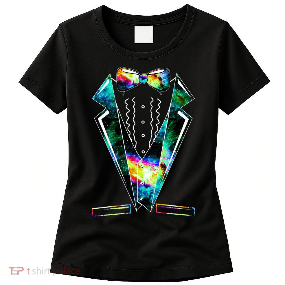 Space Galaxy Tuxedo Womens T-Shirt