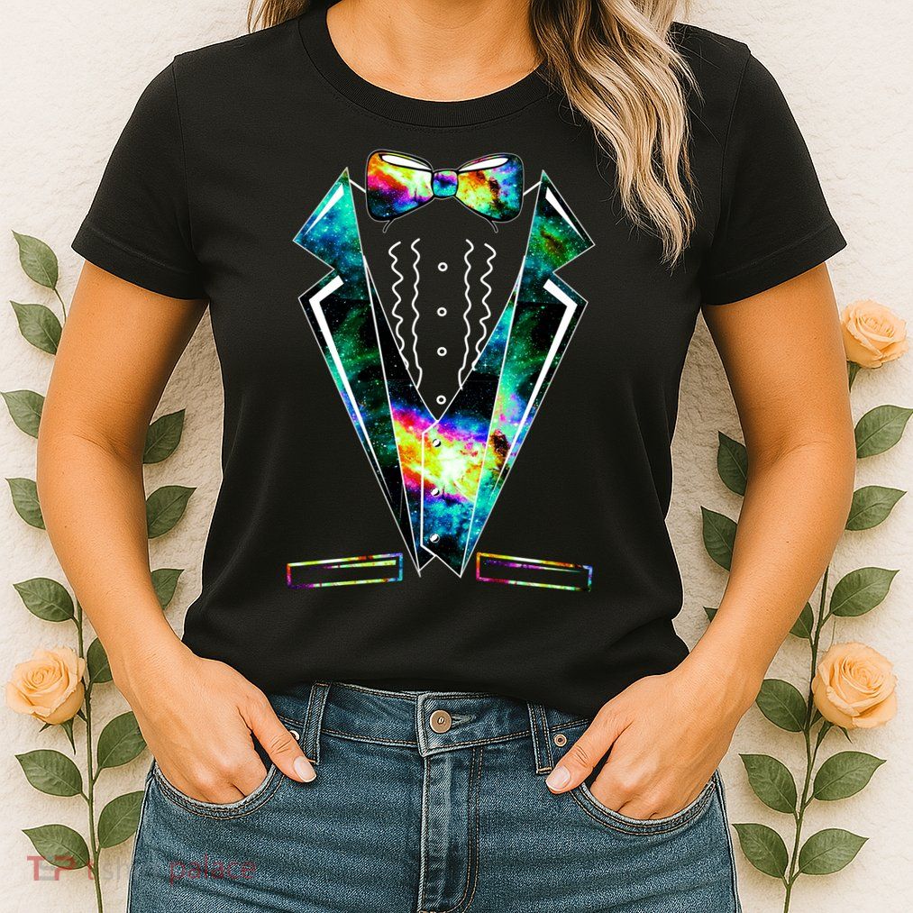 Space Galaxy Tuxedo Womens T-Shirt