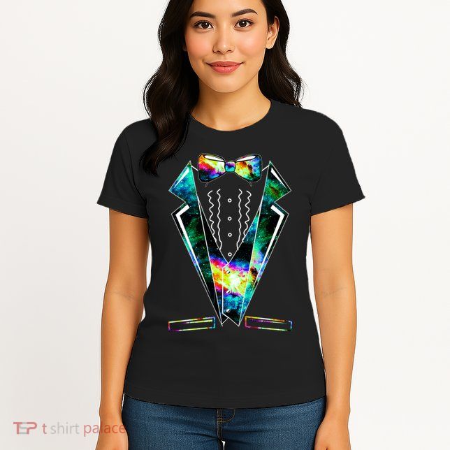 Space Galaxy Tuxedo Womens T-Shirt