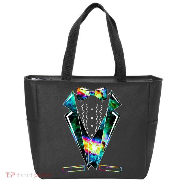 Space Galaxy Tuxedo Zip Tote Bag