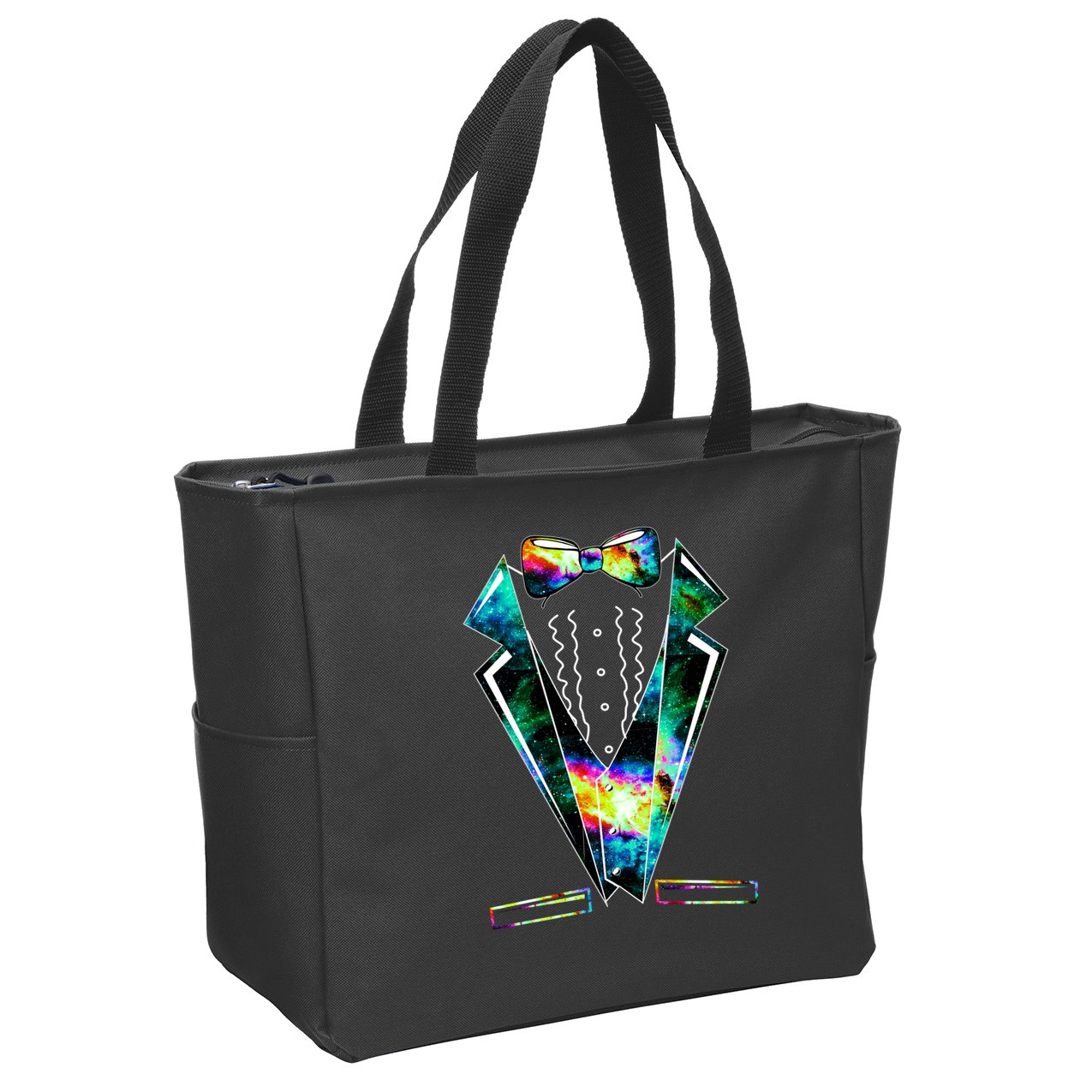 Space Galaxy Tuxedo Zip Tote Bag