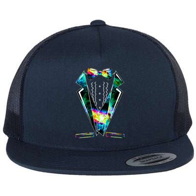 Space Galaxy Tuxedo Flat Bill Trucker Hat