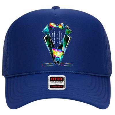 Space Galaxy Tuxedo High Crown Mesh Back Trucker Hat