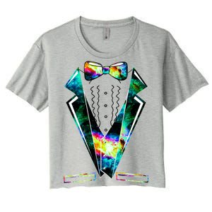 Space Galaxy Tuxedo Women's Crop Top Tee